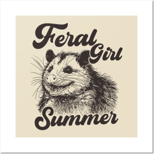 Feral Girl Summer Opossum Posters and Art